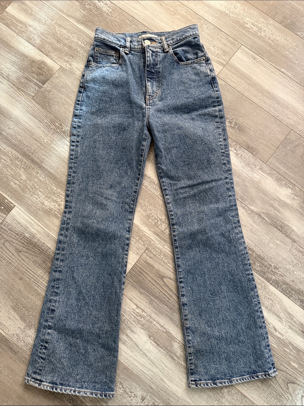 Moussy High-Rise Flare Jeans in Medium Blue